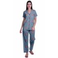thumbnail image 1 of Moomaya Ensemble de Pyjama en Coton Imprimé à Col Cranté, Boutonné, pour Femmes, Tenue de Nuit, 1 of 6