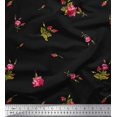 thumbnail image 1 of Soimoi Polyester Crepe Fabric Leaves & Carnation Floral Decor Fabric Printed Yard 52 Inch Wide, 1 of 1