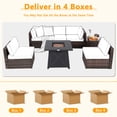 thumbnail image 3 of Gymax 7PCS Rattan Patio Sectional Furniture Set w/ 30'' Fire Pit Table & Red Cushion, 3 of 6