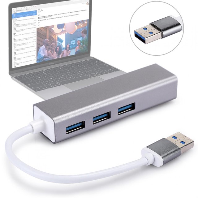 HUB, USB3.0 HUB, Alliage d'Aluminium Durable pour Clavier Souris Flash Drive Camera