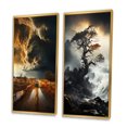 thumbnail image 3 of Designart "Storm Raging SPIRAL I" Storms Framed Wall Art Set Of 2 - Grey Landscapes Gallery Wall Frame Set For Home Decor, 3 of 6