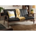 thumbnail image 2 of Allora Faux Leather Sofa in Black and Walnut, 2 of 6