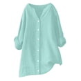 thumbnail image 1 of AherBiu Plus Size Womens Button down Shirt Long Sleeve Casual Oversized Shirt Cotton Linen Loose Collared Tops, 1 of 3