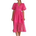 thumbnail image 1 of Ketyyh-chn99 Robes d'Été pour Femmes Grande Taille Robe Mini Robe de Fête Robe T-shirt Décontractée Robes à Manches Longues Robe Boho de Plage Rose Vif,TG, 1 of 5