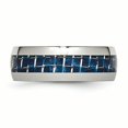 thumbnail image 3 of Stainless Steel Blue Carbon Fiber Inlay Polished Band Ring 8.5 Size, 3 of 6