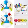thumbnail image 3 of Writing & Drawing Board for Kids Projector Drawing Toy with Erasable Doodle Board Intelligent Projection Tool 4 Cartoon Patterns 12 Color Brushes Educational Art Experience, 34x30 cm, Blue, 3 of 8