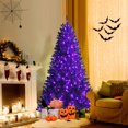 thumbnail image 2 of Costway 6ft Pre-lit PVC Christmas Halloween Tree Black w/ 250 Purple LED Lights, 2 of 10