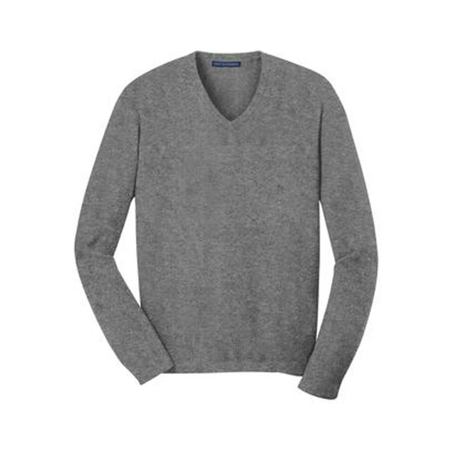 Port Authority Chandail Col en V - Gris Chiné Moyen - Grand