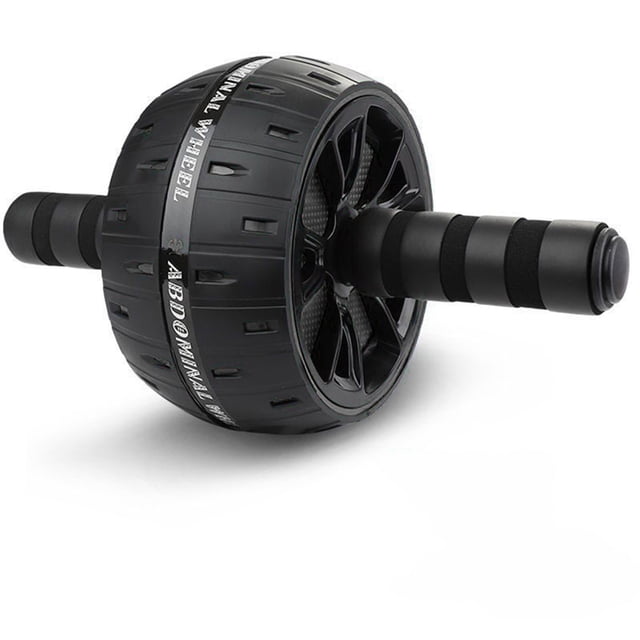 Abdominal Muscle Training Roller | Core Strength Ab Wheel | Plastic & Steel Construction | Full Body Exercise | Home Gym & Portable Use | Includes Kneeling Pad | 30x16x16cm | Black