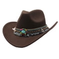 thumbnail image 1 of Decodeary Chapeau de Cowboy Premium Léger et Confortable Style Western Large Application Polyester Café, 1 of 6