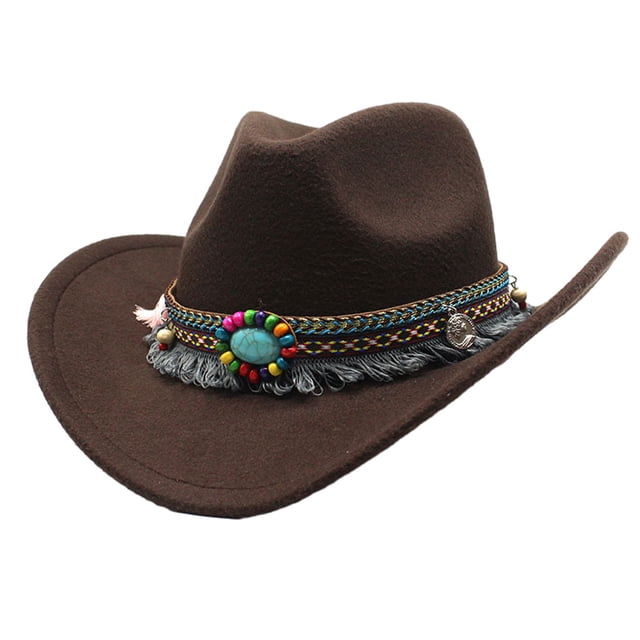 Decodeary Chapeau de Cowboy Premium Léger et Confortable Style Western Large Application Polyester Café