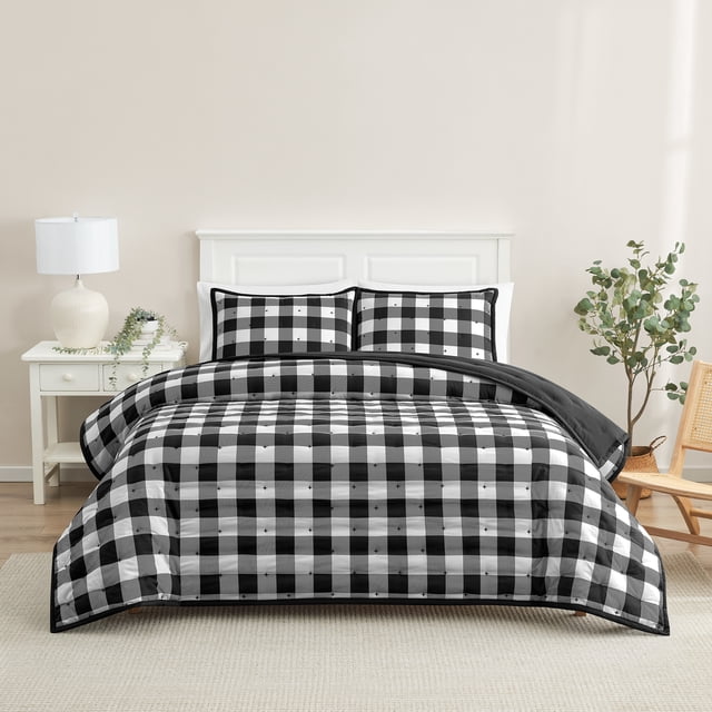 Mainstays Queen Comforter Set, Soft Lightweight & All Season, 3-Piece, Buffalo Check