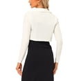 thumbnail image 3 of INSPIRE CHIC Boléro en Velours pour Femme, Ouvert, Manches Longues, Col à Revers, Cardigan Court Ouvert, Blanc, P, 3 of 5