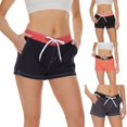 thumbnail image 4 of B91xZ Shorts de Course pour Femmes Été Décontracté Imprimé Taille Élastique Taille Mi-Haute Jambe Droite Shorts, Rouge L, 4 of 5