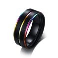 thumbnail image 2 of EeaseCA 1pc Titanium Steel Rings Rainbow Ring Double Plated Grooved Hnad Jewelry Hand Accessories for Man Male Number 7, 2 of 8