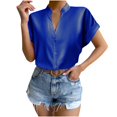 thumbnail image 1 of Birdeem Hauts pour Femmes de Couleur Unie à Boutons T-Shirts à Col en V Blouse, 1 of 9