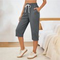 thumbnail image 2 of Fsgntruao Shorts Capris à Cordon pour Femmes, Couleur Unie, avec Poches, 2 of 7