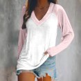 thumbnail image 2 of FAIWAD Women’s Color Block Tunic Top Long Sleeve Patchwork V Neck Plus Size Pullover Top, 2 of 4