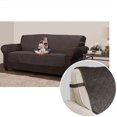 thumbnail image 1 of Housse de sofa 3 pièces en tissu bouclette SmartFit, chocolat, 1 of 6