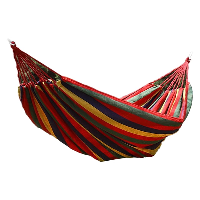 Hamac de Jardin, Hamac Simple Double Compact Anti-Renversement en Polyester et Coton pour Cour Arrière Rouge, Bleu Vert