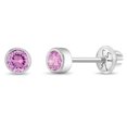 thumbnail image 1 of Bezel Set Simulated Tourmaline Toddler Screw Back Earrings 14k White Gold, 1 of 6