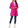 thumbnail image 2 of Allegra K Women's Double Breasted Lapel Raglan Long Sleeve Mid Length Overcoat L Hot Pink, 2 of 6