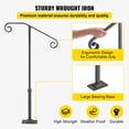 thumbnail image 4 of KFFKFF Outdoor Step Handrails, Suitable for 1-2 Steps, Single Post Iron Railing, Grey, Ideal for Concrete or Wood Stairs, Includes Base, 4 of 9