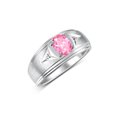 thumbnail image 3 of RYLOS Men's Rings Sterling Silver Classic 8X6MM Oval Gemstone &  Diamond Ring Pink Ice October Birthstone Rings For Man Silver Rings Size 12, 3 of 7