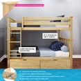 thumbnail image 2 of BEDSMART Solid Wood Twin Over Twin Bunk Bed With Storage | Natural, 2 of 7