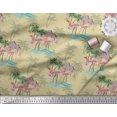 thumbnail image 3 of Soimoi Beige polyester Crepe Fabric Palm Tree, & Flamingo Bird Print Fabric by Yard 42 Inch Wide, 3 of 3
