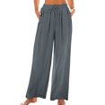 thumbnail image 1 of FNFYFH Clearance Breathable Ladies Linen Pants Solid Color Summer Long, 1 of 9