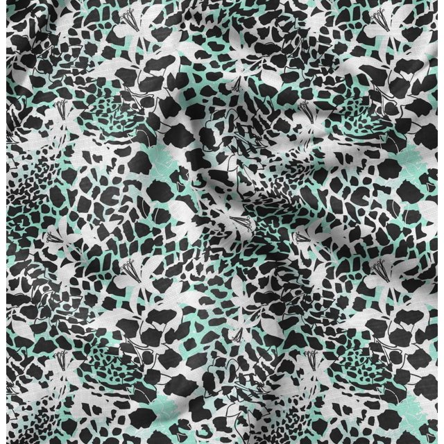 Soimoi Green Rayon Fabric Leopard Animal Skin Decor Fabric Printed Yard 42 Inch Wide