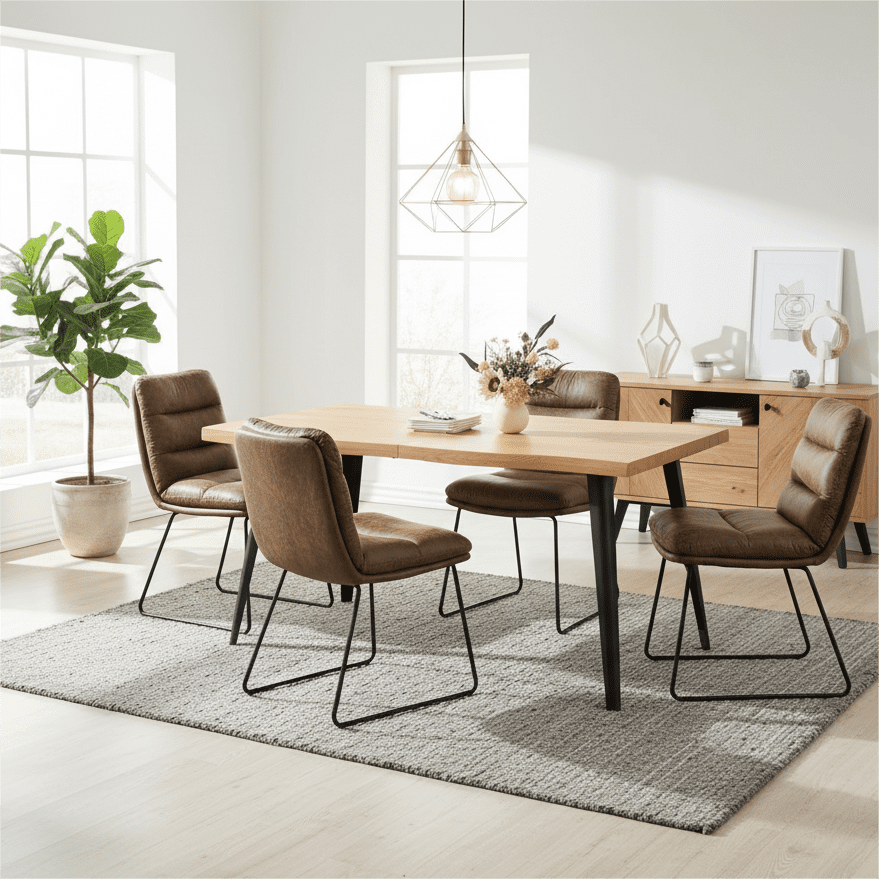 Homy Casa 4 Piece Upholstered Dining Chairs with Anti Rust Metal Legs and Adjustable Foot Pads