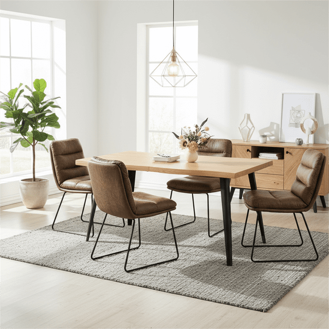 Homy Casa 4 Piece Upholstered Dining Chairs with Anti Rust Metal Legs and Adjustable Foot Pads