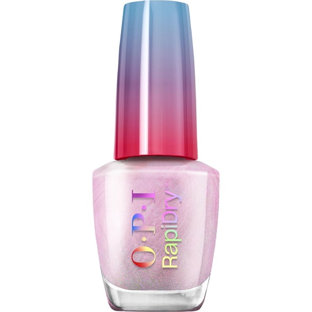 RapiDry™ Vernis à Ongles à Séchage Rapide par OPI en Rose Pâle Givré Scintillant avec Capuchon Dégradé Bleu à Rouge, Doté d'Un Rush BrushTM Rapide pour un Séchage Rapide et Anti-Bavures et jusqu'à Cinq Jours de Port.