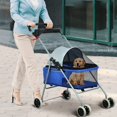 thumbnail image 1 of NiamVelo Poussette pour Chien Pliable Poussette pour Chat avec 4 Roues Poussette pour Toutou Portable avec Porte-Gobelets, Bleu, 1 of 7