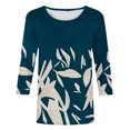 thumbnail image 4 of CEHVOM T-shirt de Mode pour Femme Mi-Long à Manches 3/4 Blouse à Col Rond Hauts Décontractés Liquidation, 4 of 5