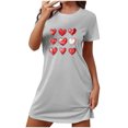 thumbnail image 1 of Robe de Nuit Pyjama pour Femme, Robe de Nuit à Manches Courtes Imprimée, Chemise de Sommeil, Vêtement de Nuit, Chemises de Nuit Douces, Imprimé de la Saint-Valentin, Chemises de Nuit Douces, Robe de Sommeil Douce, T-Shirt Classique, Nuisette Gris TTG, 1 of 5