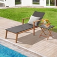 thumbnail image 1 of Gymax 2PCS Patio Lounge Chair Adjustable Recliner Chair Acacia Wood Frame Folding Table Set, 1 of 8