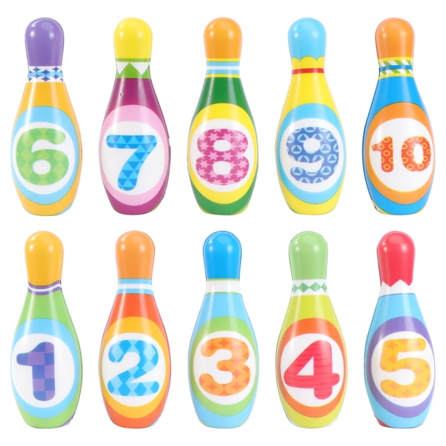 EeaseCA Small Solid Bowling Play Set Colorful Pattern Bowling Playthings Sports Bowling Games Educational Toy for Kids Children