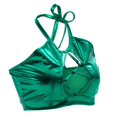 thumbnail image 4 of Women‘s Shiny Bra Rave Bandeau Vest Bra Holographic Crop Top Backless Metallic Rave Suit, 4 of 6