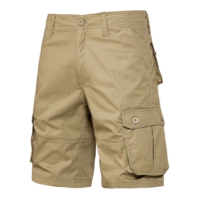 Sentmoon Mens Cargo Shorts High Waist Beach Shorts Loose Solid Color Button 2025 Summer Gym Shorts Multi Pocket Man Comfy for Sports Running Yellow 30