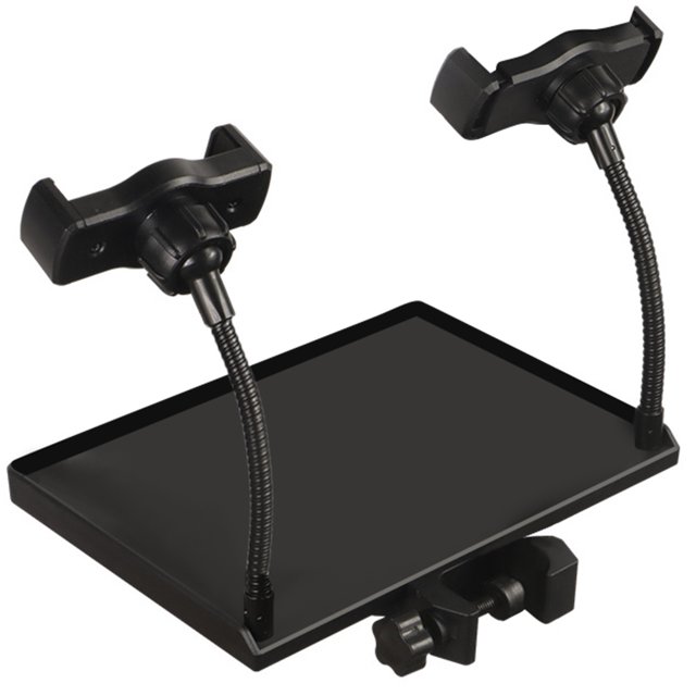 Support de Microphone Plateau Pince Support de Musique Étagère Plateau de Carte Son avec Support de Téléphone