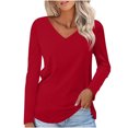 thumbnail image 1 of FAIWAD Women's V Neck Long Sleeve Tunic Tops Casual Solid Color Basic Lightweight Pullover Tops, 1 of 5