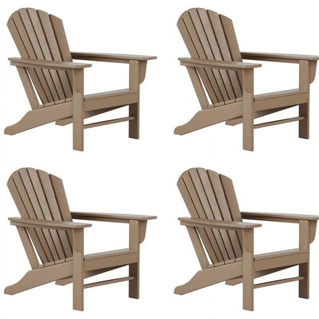 Chaise Adirondack Classique d'Extérieur (Ensemble de 4) en Bois Vieilli