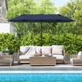 thumbnail image 2 of Gymax Parasol de Patio Double Face de 13 Pi avec Manivelle, Base de Parasol, Verrou de Sécurité, Bleu Marine, 2 of 10
