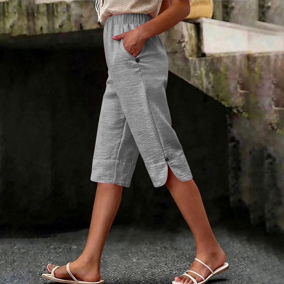 Neewe Short Bermuda Cargo pour Femmes, Longueur Genou, Short Athlétique d'Été Décontracté à Ourlet Fendu, Vêtement de Randonnée avec Poche