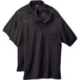 thumbnail image 2 of Hanes Mens CottonBlend EcoSmart Jersey Polo With Pocket 2-Pack, S, Black, 2 of 7