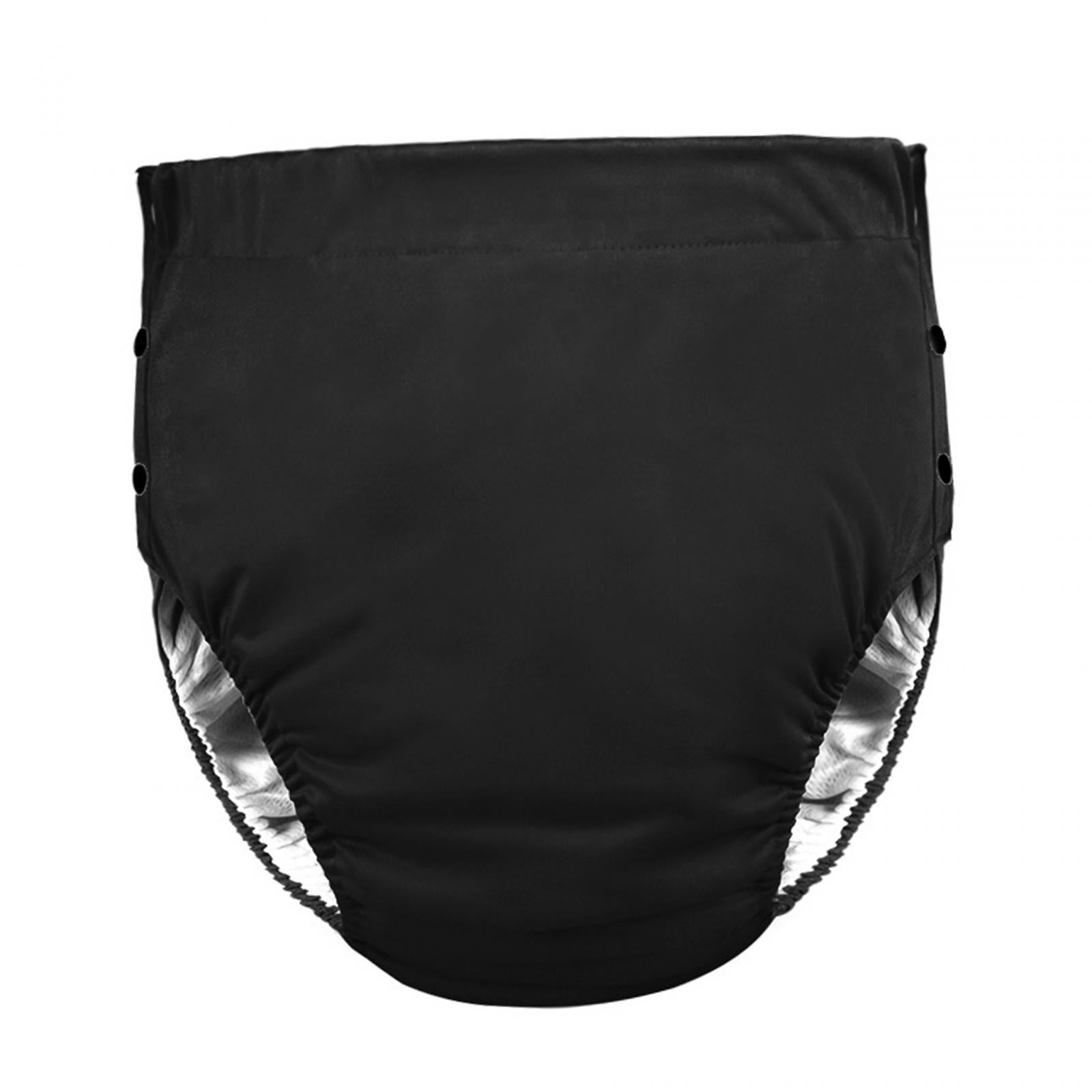 Reusable Adults Cloth Diapers Wraps for Elderly Women Men Incontinence Pants black