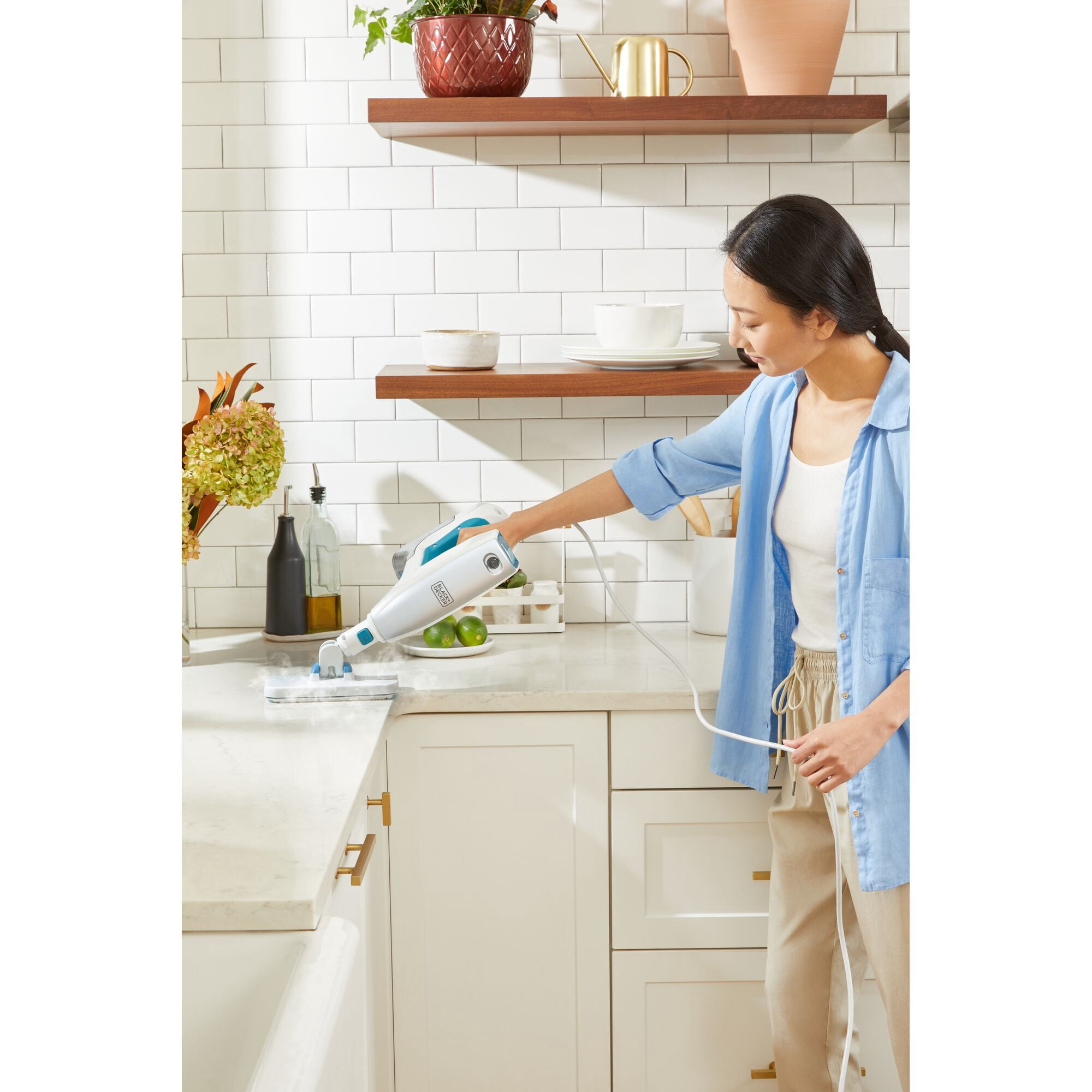 BLACK+DECKER SteamMop Multipurpose Steam Cleaning System with 7 Attachments + Storage Wall Mount